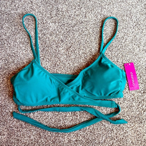 NWT Xhilaration Teal Wrap Around Tie Back Bikini Top -  Medium - Picture 2 of 6